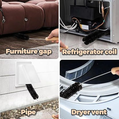 Holikme 3Pack Dryer Vent Cleaner Kit Clothes Dryer Lint Brush Vent Trap Cleaner Home Essentials Refrigerator Coil Brush