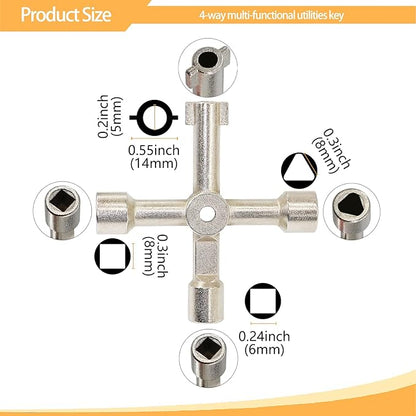 16 Inch Water Meter Key with 4 Way Multi-functional Water Utilities Key Contractor Grade Valve Shutoff Key Tool for Main Water Meter