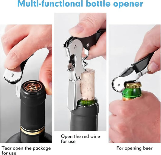 Wine Opener Professional Waiter's Corkscrew Wine Opener Set - Stainless Steel Wine Key with Foil Cutter, Multifunctional Bottle Opener for Wine  Beer