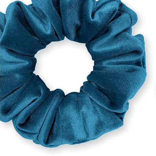 Velvet Scrunchies Premium Plush Soft Ponytail Holder Made in the USA Teal Blue