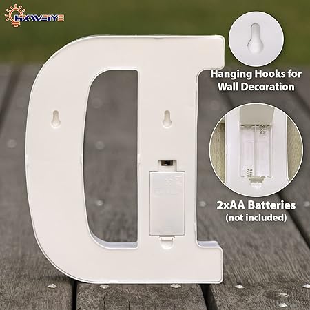 HXWEIYE LED Marquee Letters - 26 Alphabet  10 Number Big Lights for Party, Birthday, Bar, Christmas Decor (Warm White, Battery Powered)
