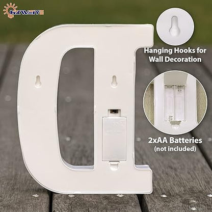 HXWEIYE LED Marquee Letters - 26 Alphabet  10 Number Big Lights for Party, Birthday, Bar, Christmas Decor (Warm White, Battery Powered)