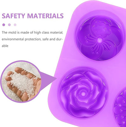 EXCEART 1pc Handmade soap Mold Silicone Candle Candy Making Form Resin DIY Tools Cupcake Casting molds Flower Shape Cake Rose Candle Flower Mold Paper Cup Non Stick Purple