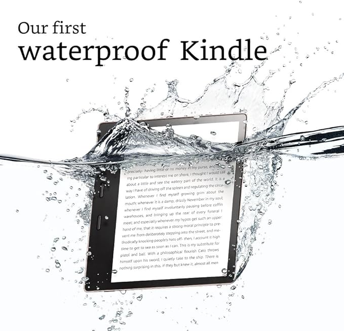 Kindle Oasis E-reader (Previous Generation - 9th) – Champagne Gold, 7" High-Resolution Display (300 ppi), Waterproof, Built-In Audible, 32 GB, Wi-Fi (Closeout)