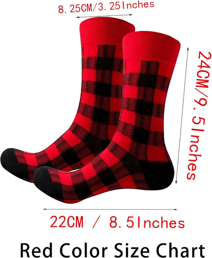 Buffalo-Plaid-Cotton-Socks - Check Crew Socks Hiking Casual Warm Socks 1-pairs Fit for women