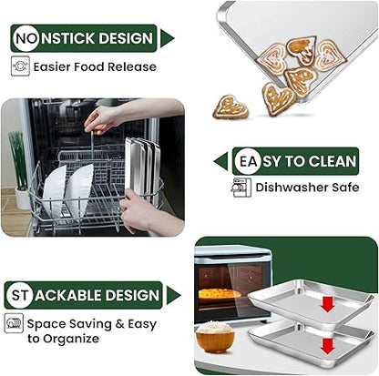 Baking Sheet Cookie Pans Set with Cooling Rack Sheets for Baking Stainless Steel Pan for Baking Bakeware Sets 3PCS Cooling Racks for Cooking and Baking for Bacon Pizza Pan 17.5 x 13.7 x 1 Inch 2PCS