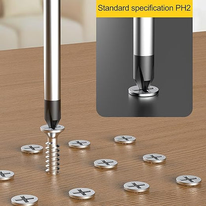 2Pcs Phillips Screwdriver 6 inch Shaft Non-Slip Grip Screwdriver Magnetic Tip 6mm PH2 Cross Head Screwdriver