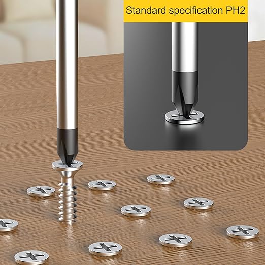 2Pcs Phillips Screwdriver 6 inch Shaft Non-Slip Grip Screwdriver Magnetic Tip 6mm PH2 Cross Head Screwdriver