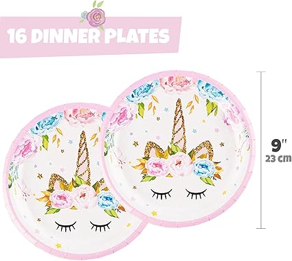 Unicorn Plates and Napkins, 16 Serves