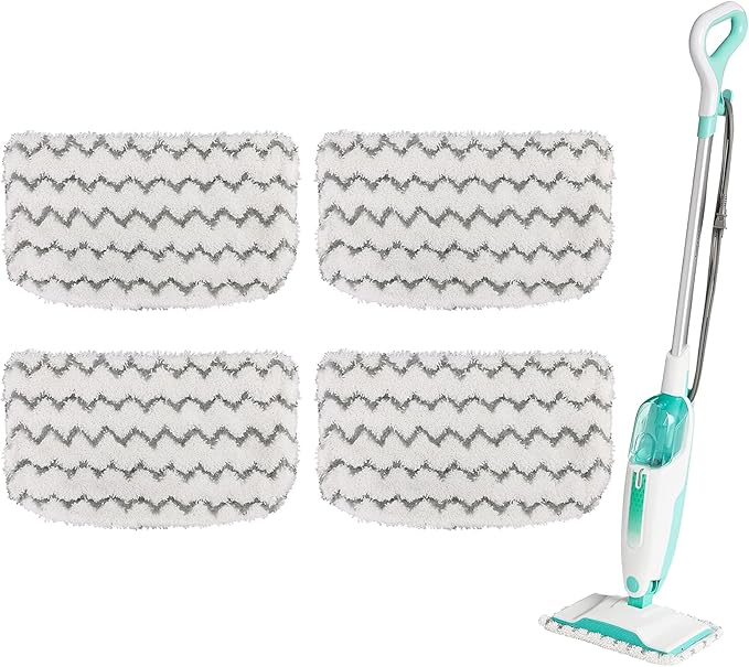 4 Pack Microfiber Steam Mop Pads Replacement for Shark Steam Mop S1000, S1000A, S1000C, S1000WM, and S1001C, Dirt Grip Cleaning Pads