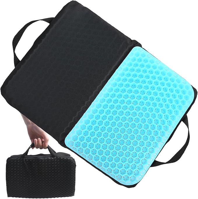 Portable Gel Seat Cushion Foldable Gel Travel Cushions for Long Sitting Pressure Relief for Office Chair Car Stadium Airplane Travel Relive Sedentary Pain
