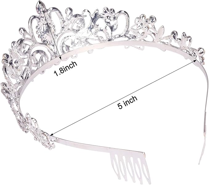 COCIDE Tiara Crystal Crowns Princess Rhinestone Crown with Combs Bride Headbands Bridal Wedding Prom Birthday Party Hair Accessories Jewelry for Women Girls (Silver)
