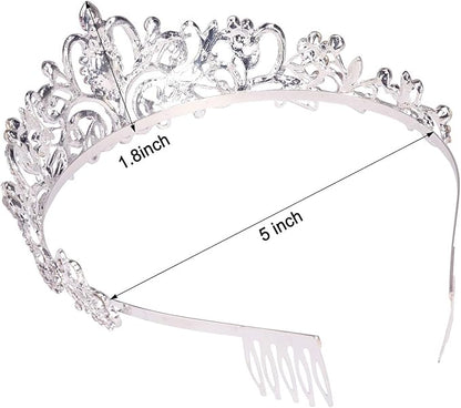 COCIDE Tiara Crystal Crowns Princess Rhinestone Crown with Combs Bride Headbands Bridal Wedding Prom Birthday Party Hair Accessories Jewelry for Women Girls (Silver)