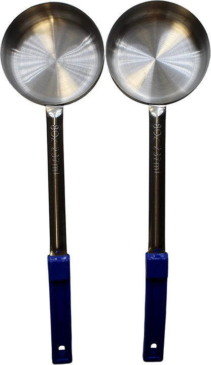 8 Ounce Solid Stainless Steel Portion Control Ladle Spoon for Measuring and Serving; Commercial Grade Serving Scoops Pack of 2