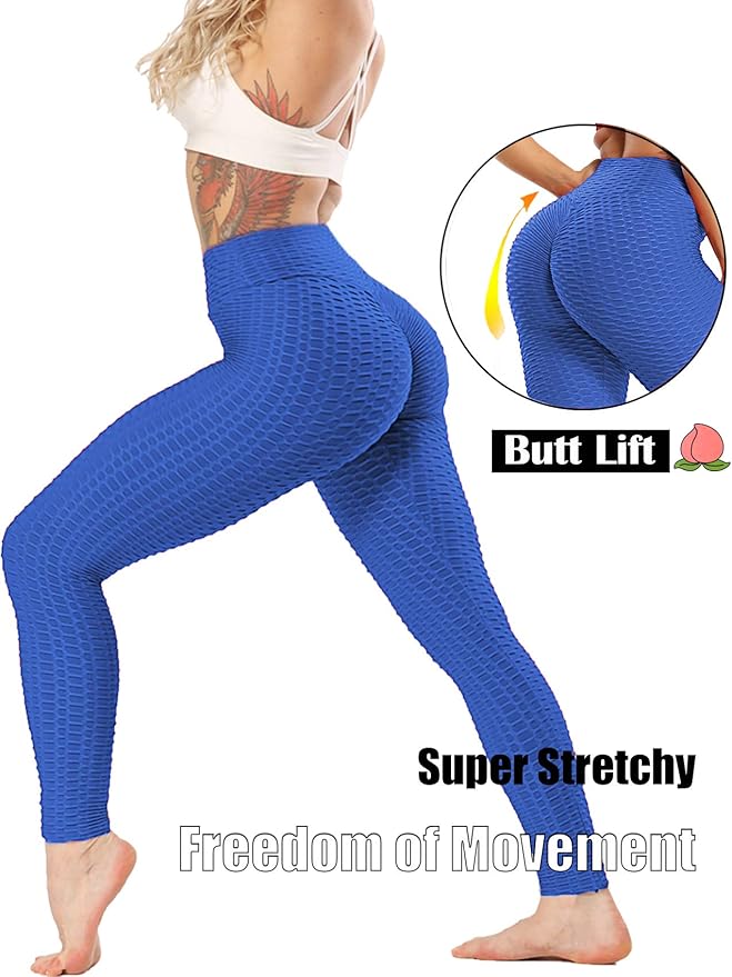 SEASUM Women High Waisted Workout Yoga Pants Butt Lifting Scrunch Booty Leggings Tummy Control Anti Cellulite Textured Tights