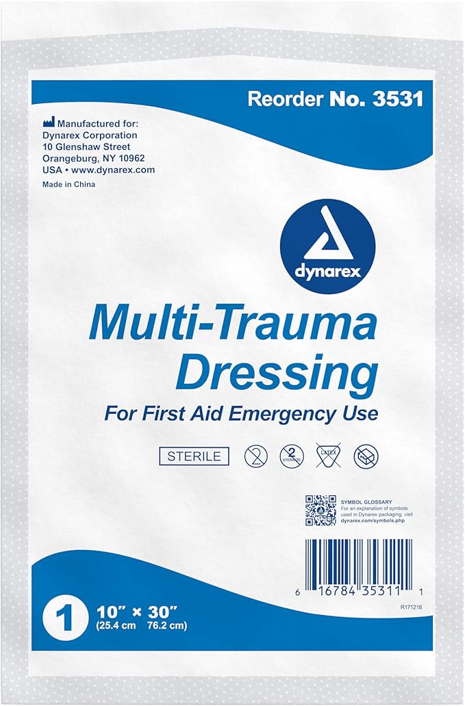 Medique 66901 Medi-First Multi-Trauma Dressing, 10-Inch X 30-Inch 1-Dressing, White (Pack of 6)
