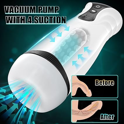 Automatic Sucking Male Masturbator,3 in 1 Male Stroker with 10 Vibration  4 Suction  One-Click Climax, Hands Free Penis Pump with 3D Textured, Blowjob Toy Mens Adult Sex Toys for Men
