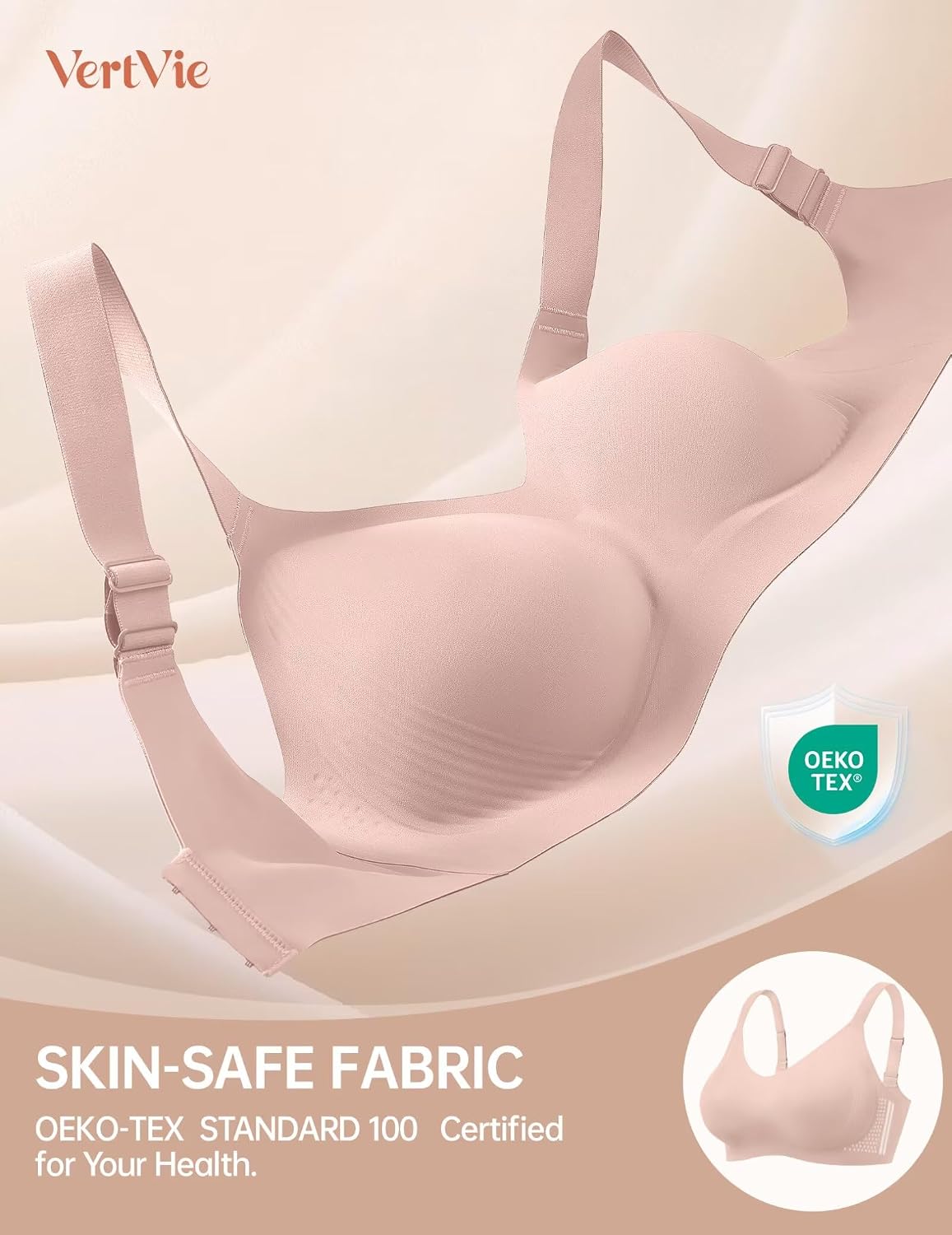 Vertvie Bras for Women No Underwire Wireless Push Up Seamless Full Coverage Comfort Sports Everyday Bra Regular & Plus Size
