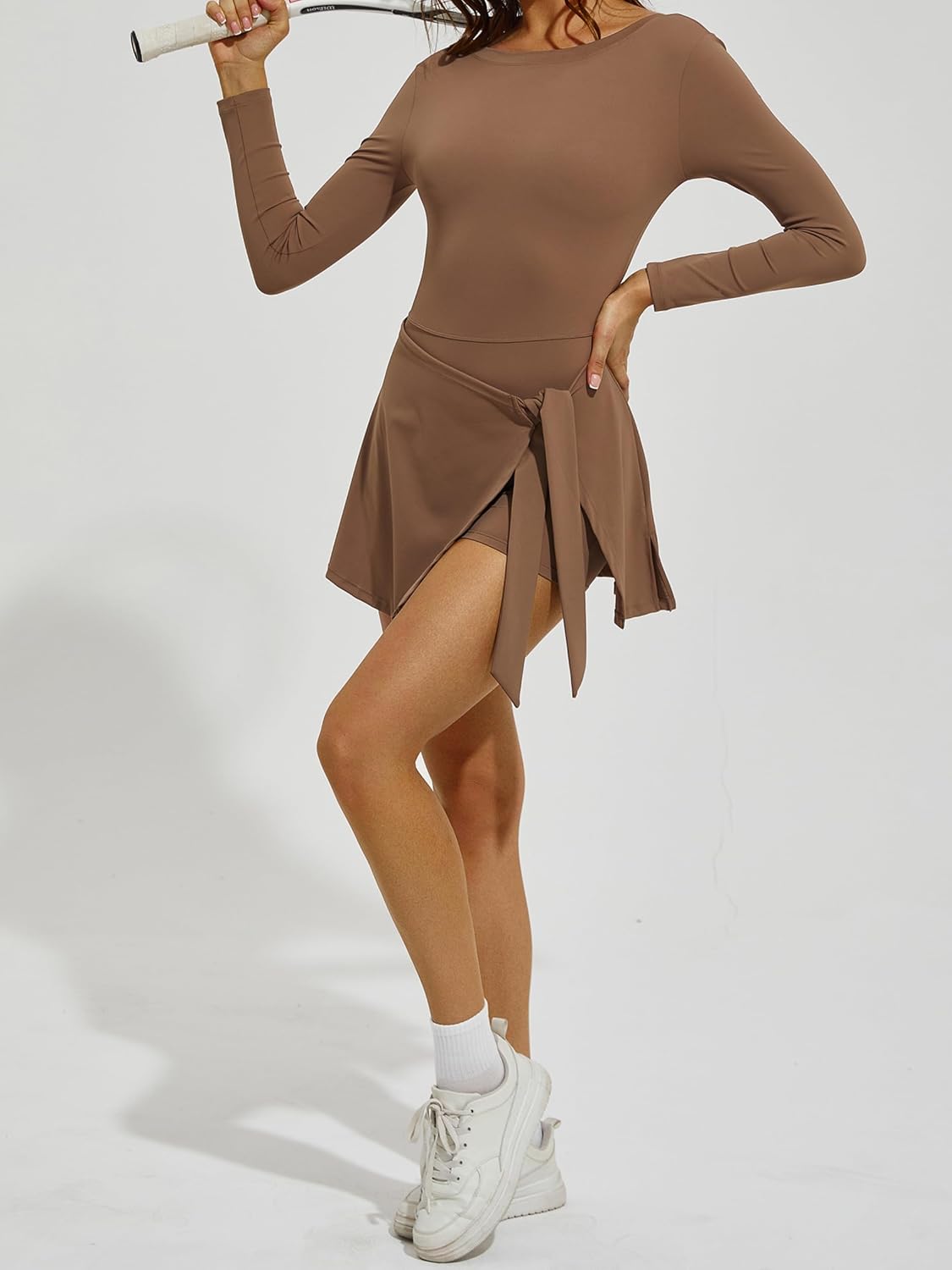 Small Tennis Dress for Women Athletic Dress with Built in Shorts Sleeveless Side Slit Golf Dress Workout Backless Dresses