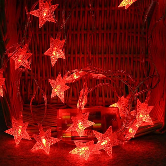Amaping 2 Meters 10 LED Crystal Clear Star Fairy String Light Wedding Party Outdoor Decor Lamp Home Garden Decoration Lighting for Outdoor, Patio, Lawn, Garden, and Holiday Festivals (Red)