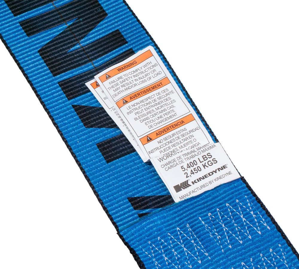 Kinedyne Winch Straps 4" x 30' Blue Heavy Duty Tie Down w/Flat Hooks WLL# 5400 lbs | 4 Inch Cargo Control for Flatbed Truck Utility Trailer (1 Pack)