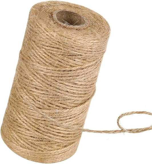 328 feet Jute Twine 3ply 2mm Diameter Burlap Ribbon Gardening String Heavy Duty Arts and Crafts or Gift Wrapping Natural