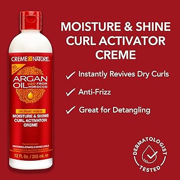 Creme of Nature, Argan Oil Moisture  Shine Curl Activator Creme, Argan Oil of Morocco, 12 Fl Oz