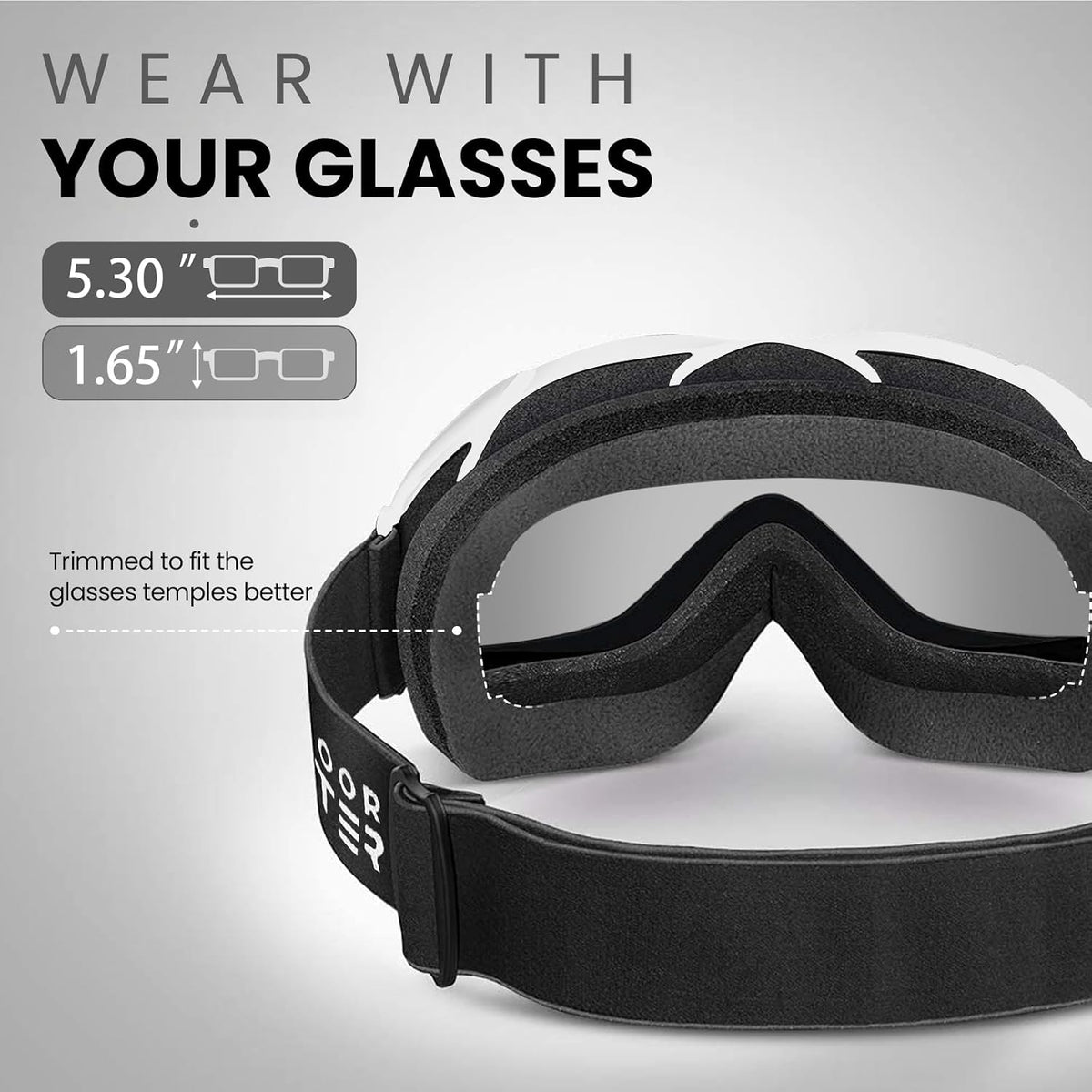 OutdoorMaster OTG Ski Goggles - Over Glasses Ski/Snowboard Goggles for Men, Women & Youth - 100% UV Protection