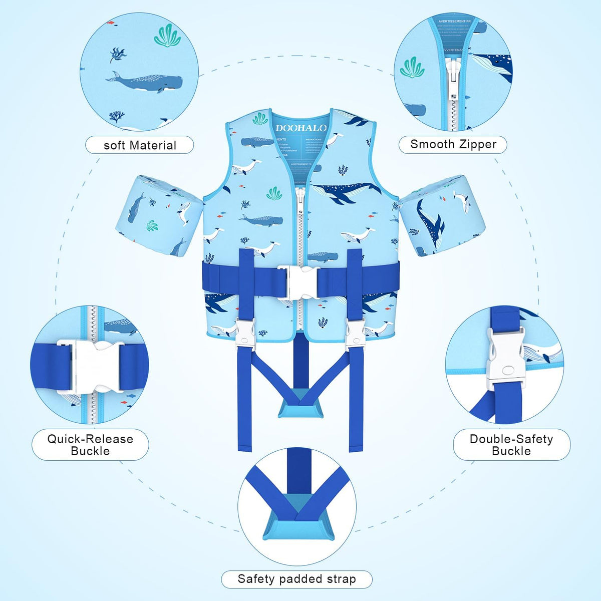Toddler Swim Vest Kids Swimming Training Vest for Boys Girls Suitable for Age 1 to 8 Years 20Ibs - 46Ibs