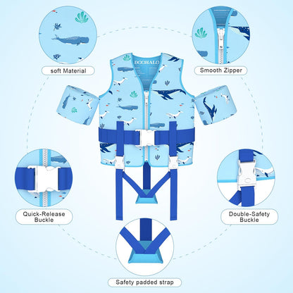 Toddler Swim Vest Kids Swimming Training Vest for Boys Girls Suitable for Age 1 to 8 Years 20Ibs - 46Ibs