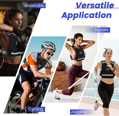 Adjustable Weighted Vest for Women Men 11-20lb Vest with 6 Ironsand Weights Body Weight Vest with Reflective Strip for Running Walking Strength Training Workouts