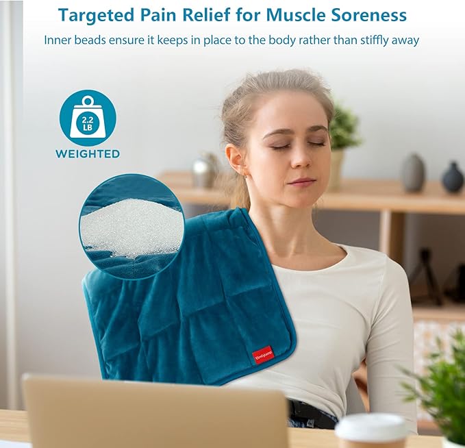 Comfytemp Weighted Heating Pad for Back  Cramps, 2.2lb Electric Neck Shoulder Heat Pad for Pain Relief, FSA HSA Eligible, Valentines Day Gifts for Her Him Wife Husband, 2H Auto-Off, 12x24, Washable