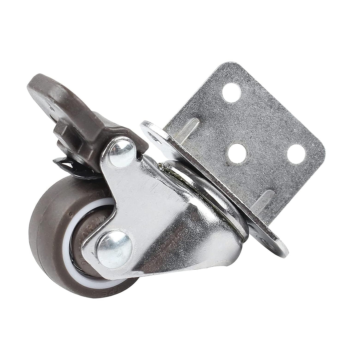 HOWDIA 1" Swivel Plate Caster Wheels with Brake L-Bracket Side Mount TPR Rubber Small Furniture Replacement Silent Mute Locking Casters for Furniture Legs Set of 4