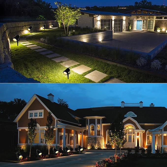 LED Landscape Lights Low Voltage Spotlights Lighting 5W 12V 24V Garden Pathway Lights for Indoors Outdoors Warm White Walls Trees Flags (2 Pack)