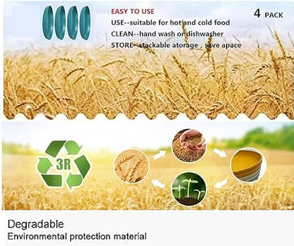 Eco-friendly plate that is not breakable - Wheat straw fiber lightweight plate 4-piece set (Dark Green)