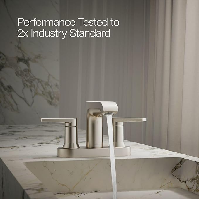 Bathroom Faucet by KOHLER, Bathroom Sink Faucet, Hint Collection, Centerset Faucet, Vibrant Brushed Nickel, K-97094-4-BN