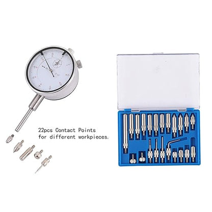 Dial Indicator with Magnetic Base Holder Fine Adjustable Long Arm 0-1" Magnetic Dial Indicator Professional Dial Gauge 0.001"