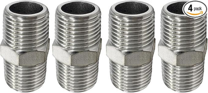 Beduan 12" Male to 12"Male NPT Hex Nipple Stainless Steel Pipe Fitting (Pack of 4)