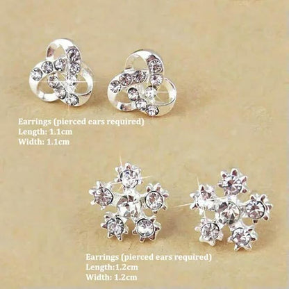 1Pair Stud Silvery Earrings Shining Fashion Women Heart Bow Earrings Jewelry-02