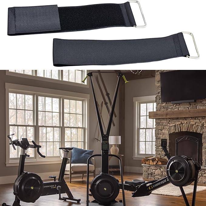 1 Pair 30cm Elliptical Machine Pedals Straps Stretchable Universal Rowing Machine Foot Straps Trainer Straps Leg Training Adjustable Easy to Install for Fitness Home Sports Office Accessories