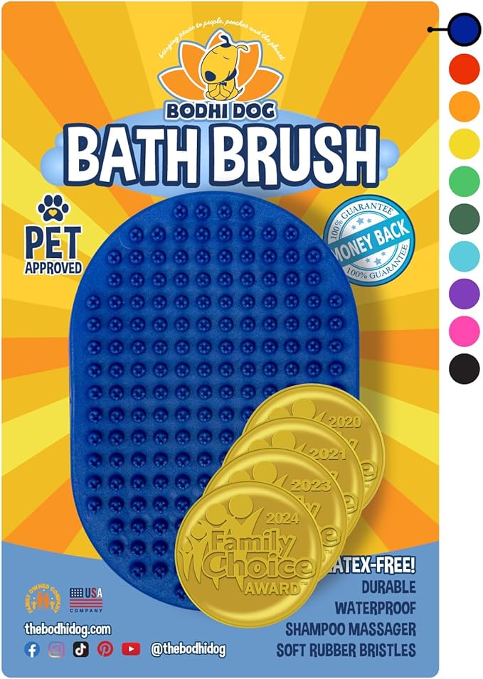 Bodhi Dog Shampoo Brush - Pet Grooming  Bath Supplies for Cats and Dog - Bath Brush for Long  Short Hair - Premium Scrubber for Shower, Bathing  Massage (One Pack, Blue)