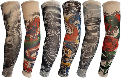 YARIEW 6pcs Temporary Tattoo Sleeves, 6pcs Set Arts Temporary Fake Slip On Tattoo Arm Sleeves Kit