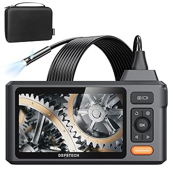 DEPSTECH Industrial Borescope Tool  5" IPS Screen, 1080P Dual Lens Endoscope Camera with Lights, Split Screen, IP67 Waterproof Sewer Inspection Camera, 16.5ft Semi-Rigid Snake Cable, Mechanic Gadget