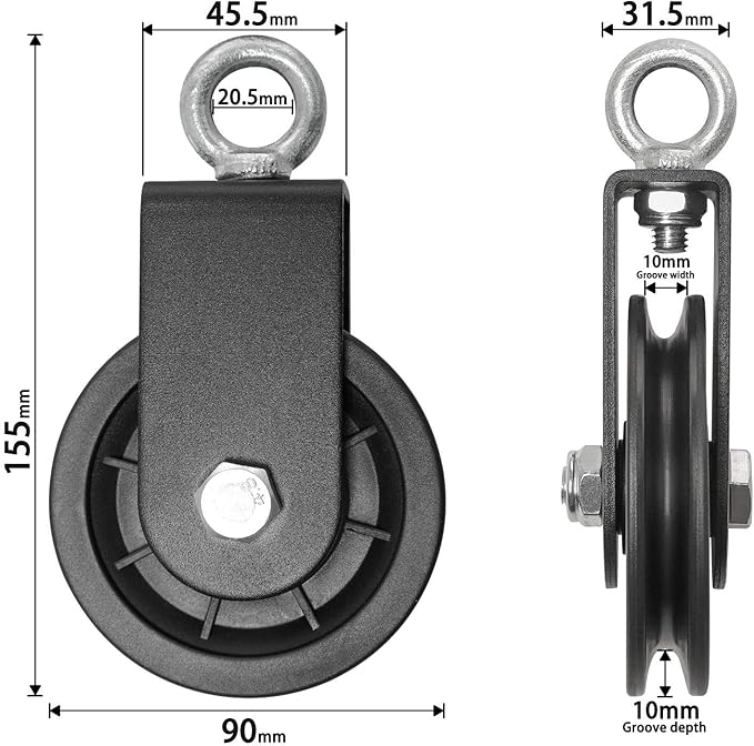 90mm Pulley Wheel for Cable Machines Silent Bearing Home Gym Equipment Pull Down Attachment Weight Lifting Pulley Traction