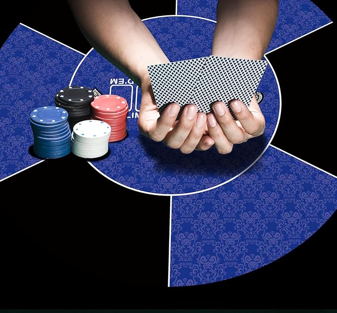 39 inch Round Poker Mat for Texas Holdem Portable Poker Table Top with Art Deco Layout Print Smooth Surface Players Game for Games Everywhere