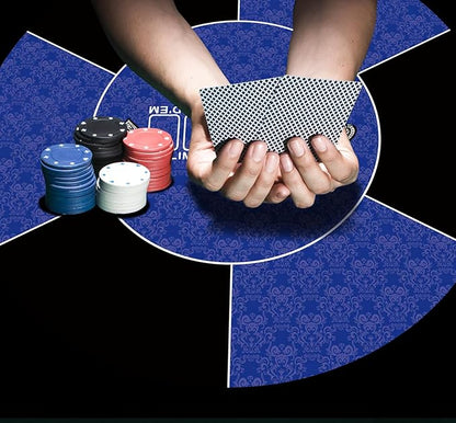 39 inch Round Poker Mat for Texas Holdem Portable Poker Table Top with Art Deco Layout Print Smooth Surface Players Game for Games Everywhere