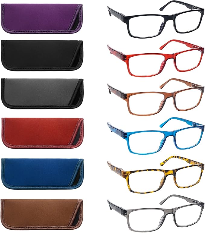 Reading Glasses for WomenMen Blue Light Blocking, Computer Readers Anti Eye Strain Blocker Eyeglasses 6 Packs