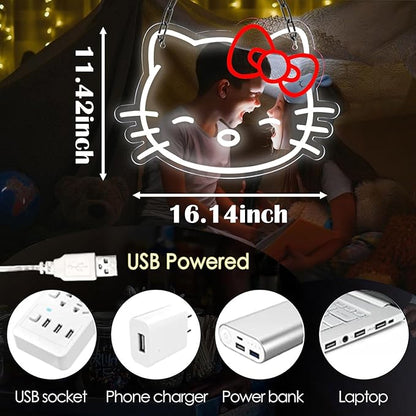 Pugna Cat Neon Signs for Wall Decor Cute Neon Lights for Bedroom Led Business Signs Suitable for Bedroom Man Cave Christmas Best Gift