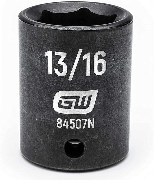 GEARWRENCH 1/2" Drive 6 Point Standard Impact SAE Socket 13/16" - 84507N , Black