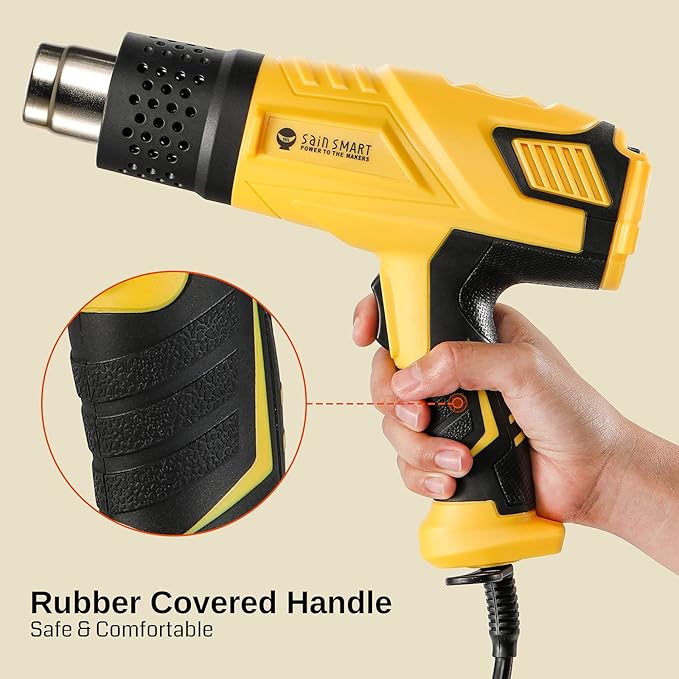 SainSmart Heat Gun, 1800W, Variable Temperature Control 120 F-1202 F, Fast Heat Hot Air Gun Soldering, with 4 Nozzles for Crafts, Epoxy Resin, Shrinking tubes, Stripping Paint, and Shrink Wrapping